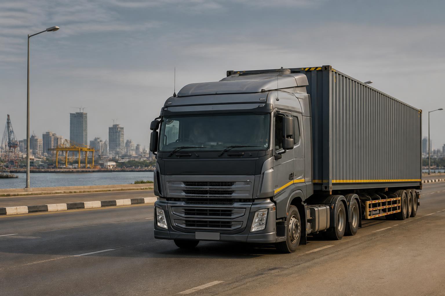 A modern commercial truck operating on a Lagos industrial road